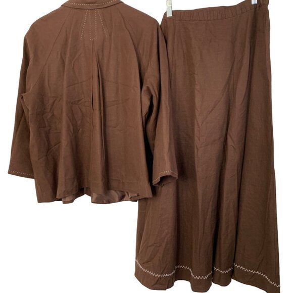 Coldwater Creek 2 piece Midi Skirt Linen Set Jacket Seperates Mixed Size L / XL - Picture 6 of 12